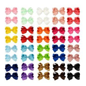 New 3 Inch Bows w/ Clip, 40 Bows Total - 20 Different Colors (2 Bows per Color)
